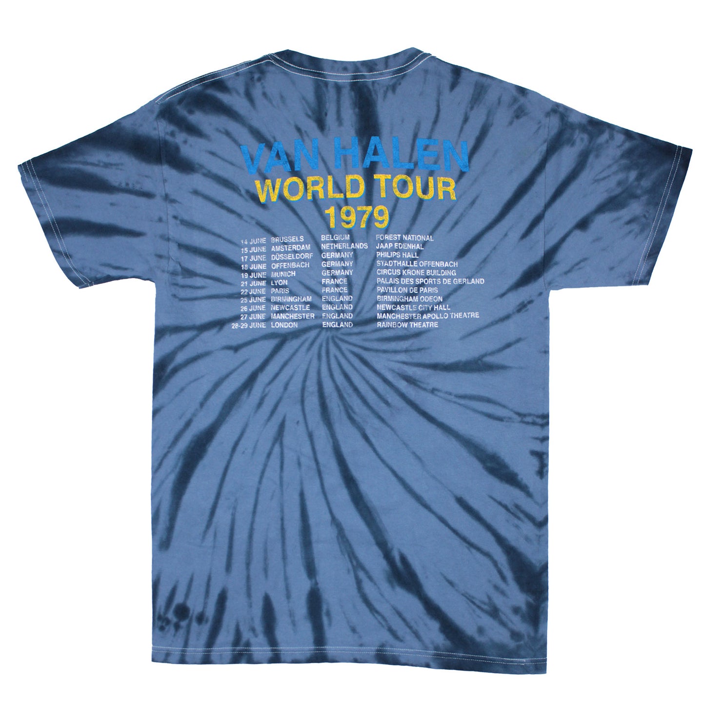 Van Halen Flame Globe 1979 World Tour Tie Dye T-shirt Back