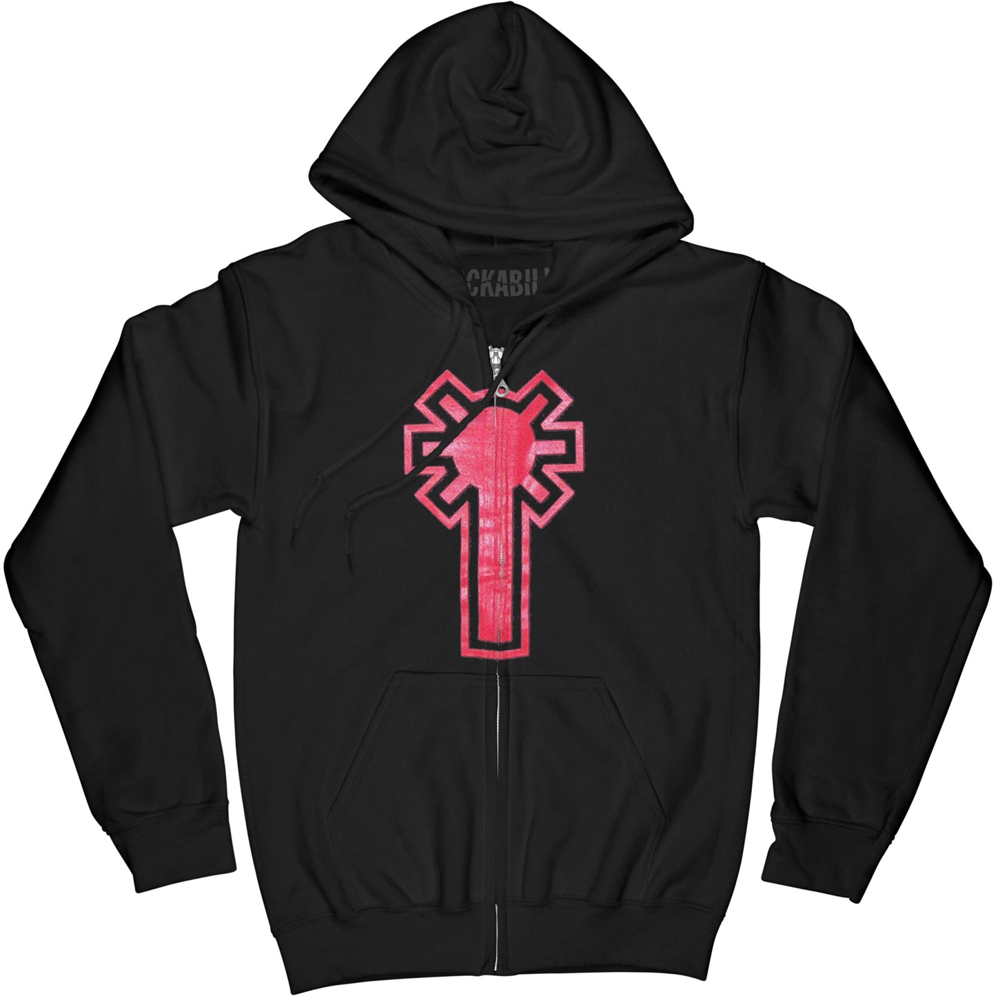 Sanctity Red Logo Zippered Hooded Sweatshirt