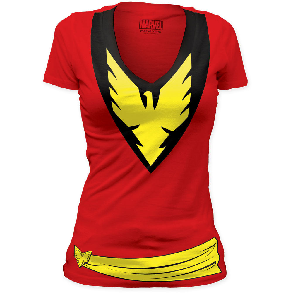 Phoenix (Marvel Comics) Dark Phoenix Jrs Deep V Junior Top