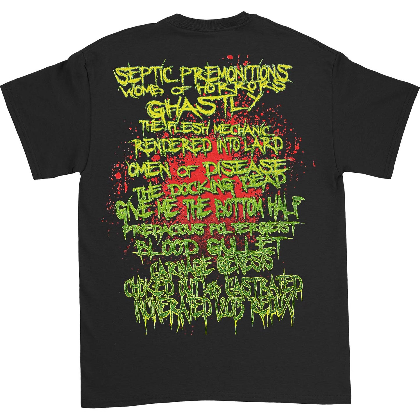 Omen Of Disease - Song Titles Back T-shirt