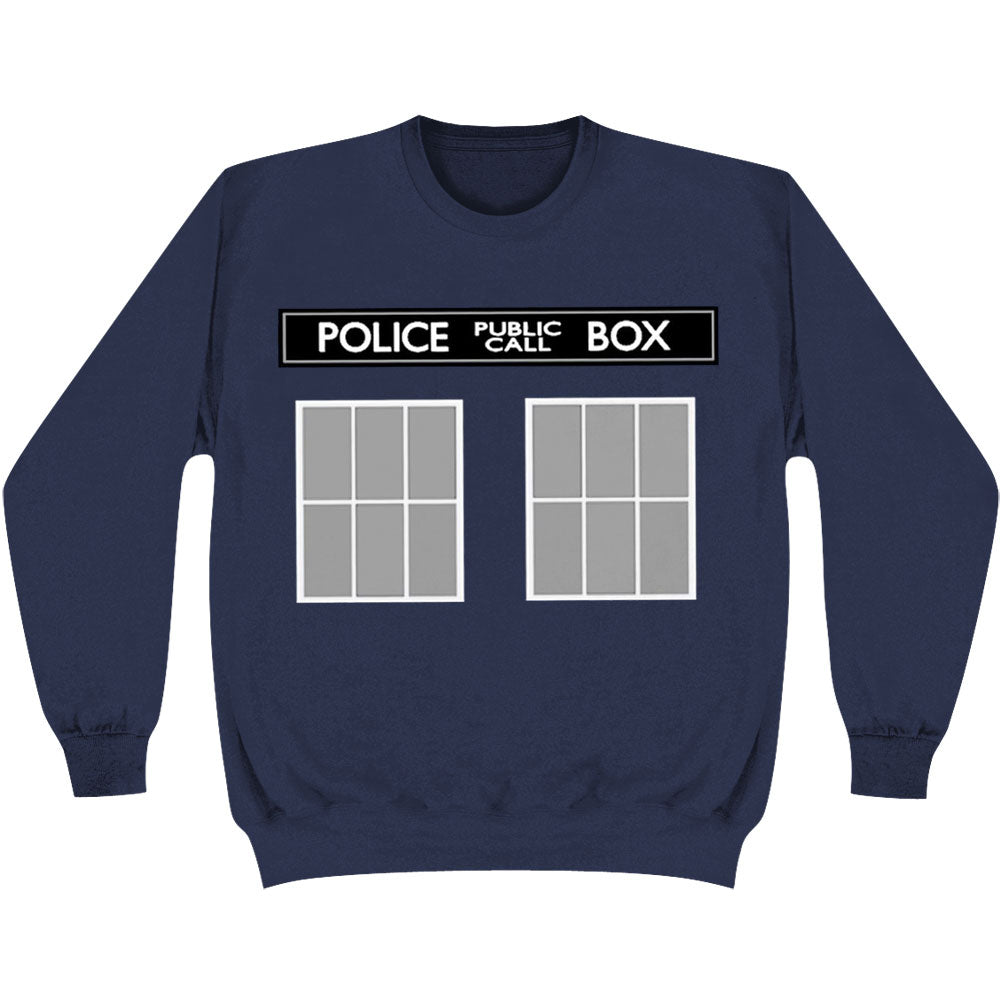 Doctor Who Call Box Grey Windows Sweatshirt