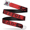 Text With Skull & Roses Red Seatbelt Buckle Belt