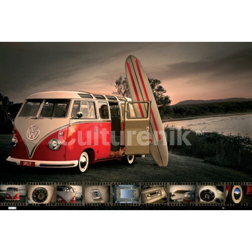 Volkswagen Kombi Surfboard Domestic Poster