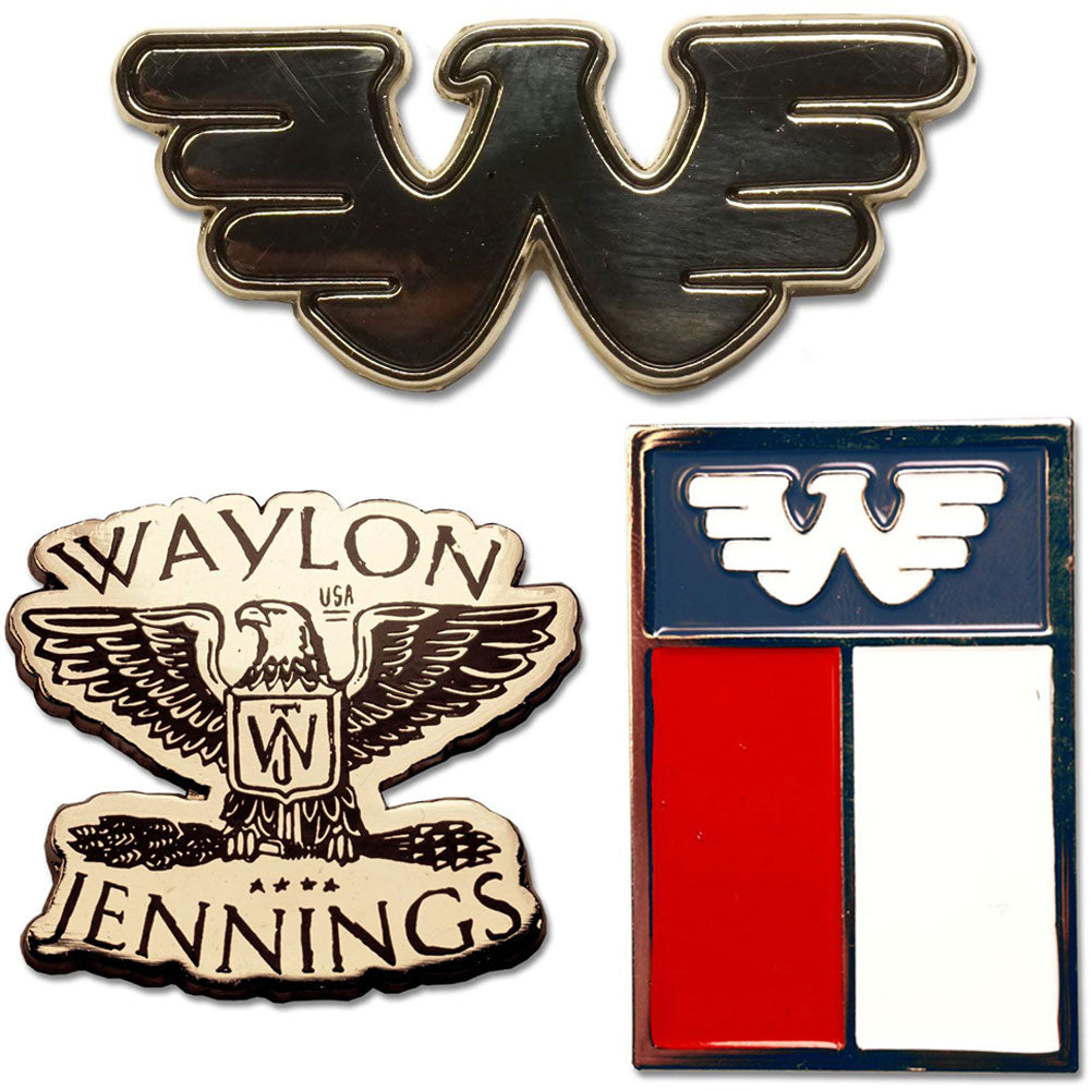 Waylon Jennings Pin Set Pewter Pin Badge