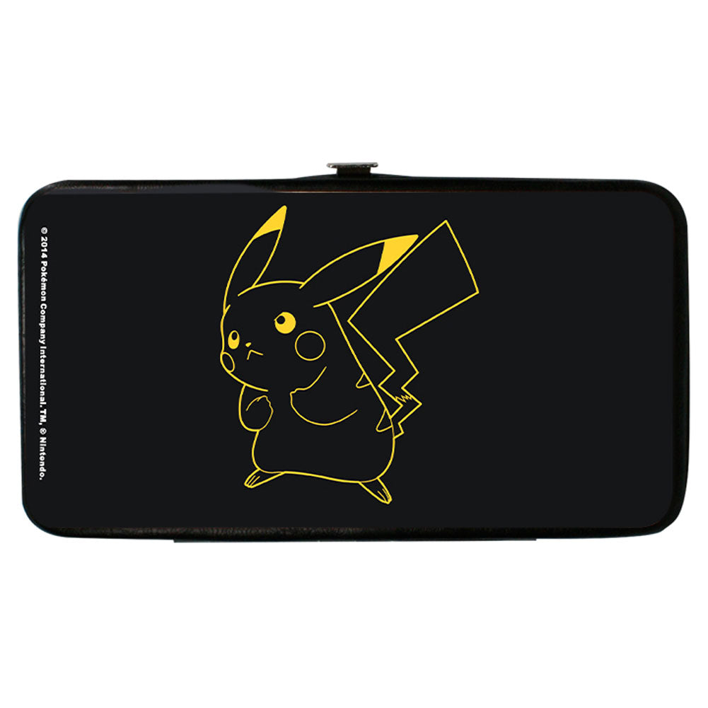 Pikachu Outline Tackle Pose Black/Yellow Girls Wallet