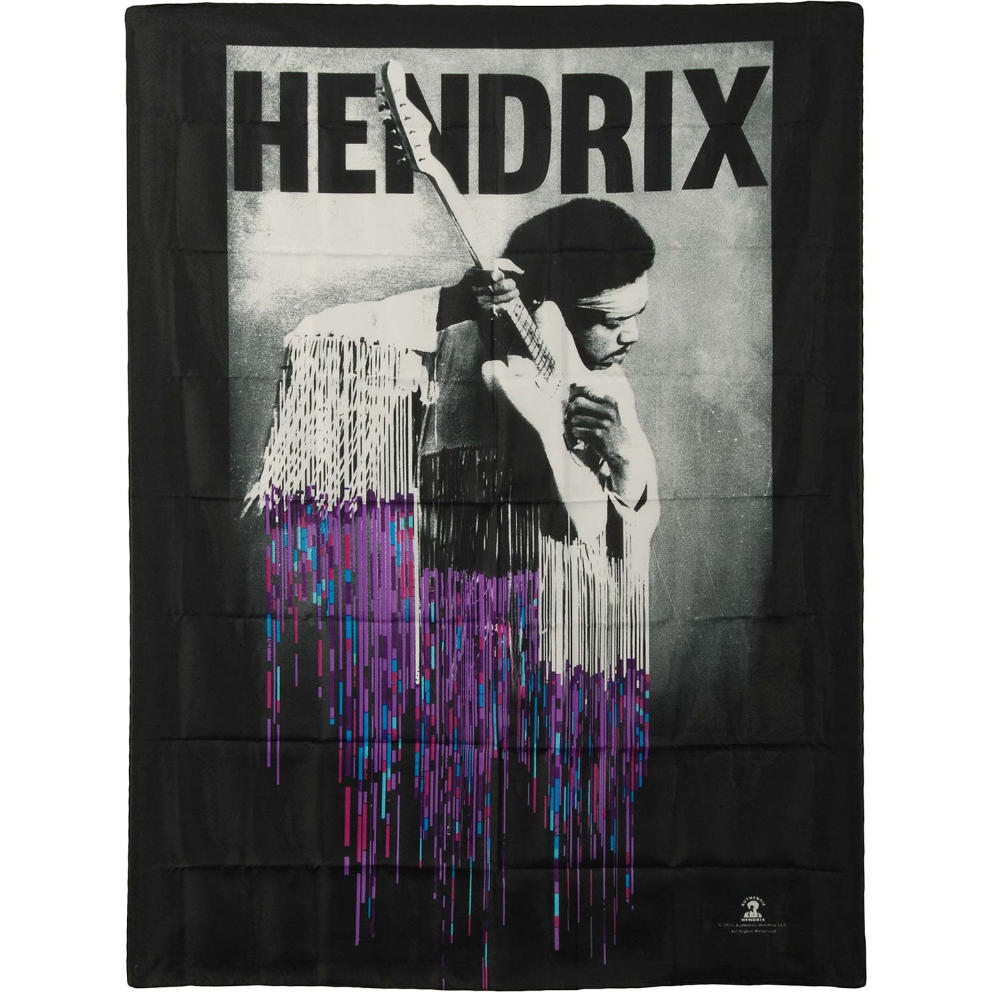 Jimi Hendrix Listening to Guitar Poster Flag