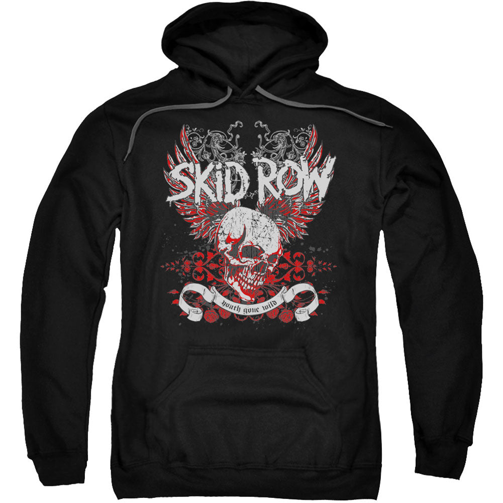 Skid Row Winged Skull Adult 25% Poly Hooded Sweatshirt