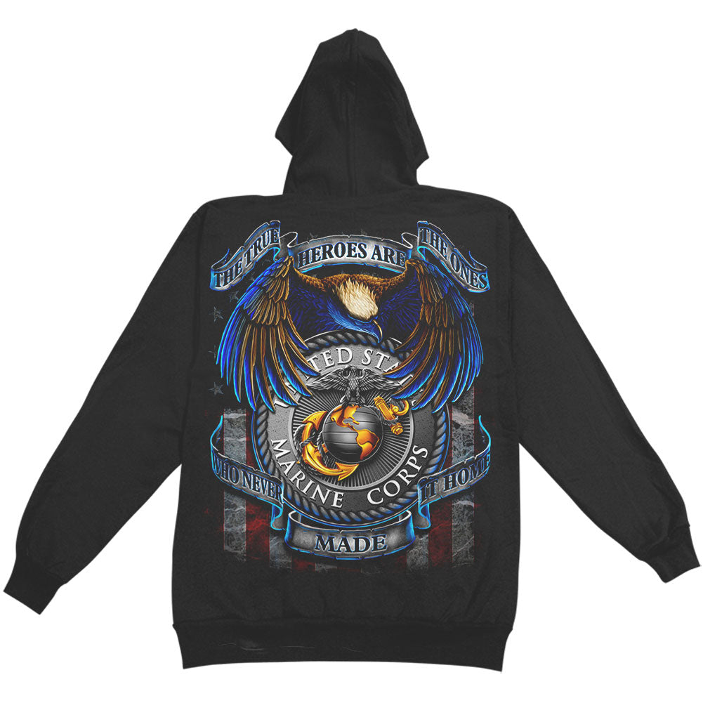 Novelty USMC True Hero Marines Hooded Sweatshirt