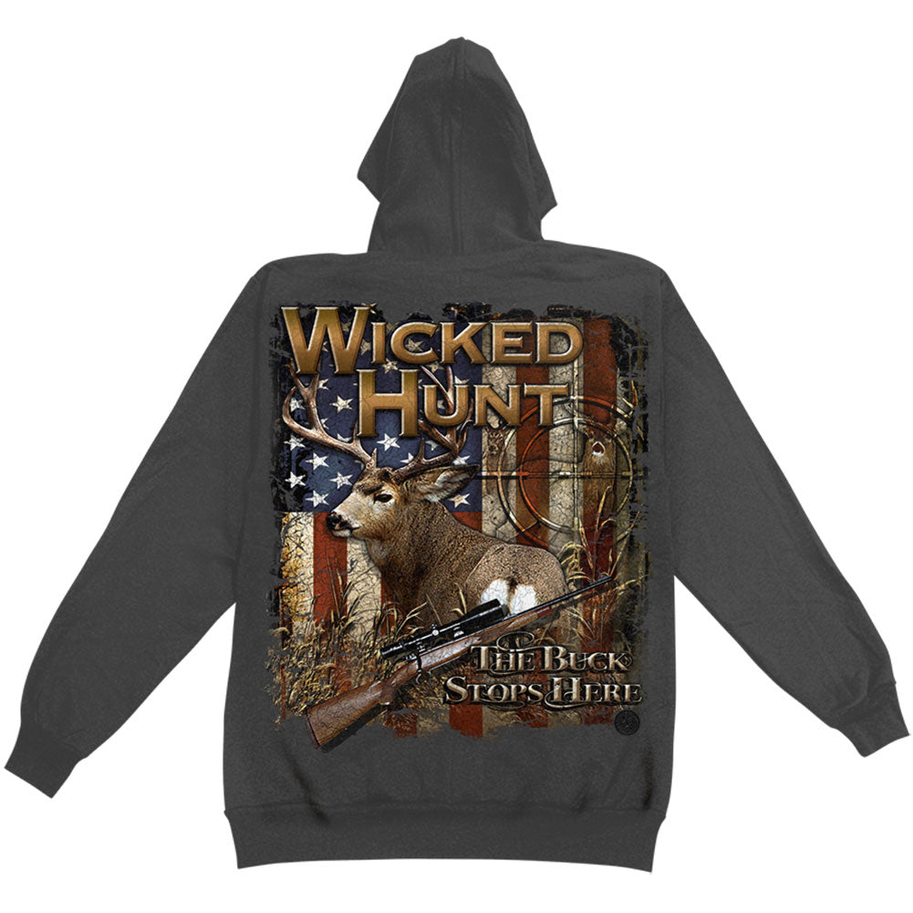 Novelty Novelty Wicked Hunt Deer Buck Stop Here Hooded Sweatshirt