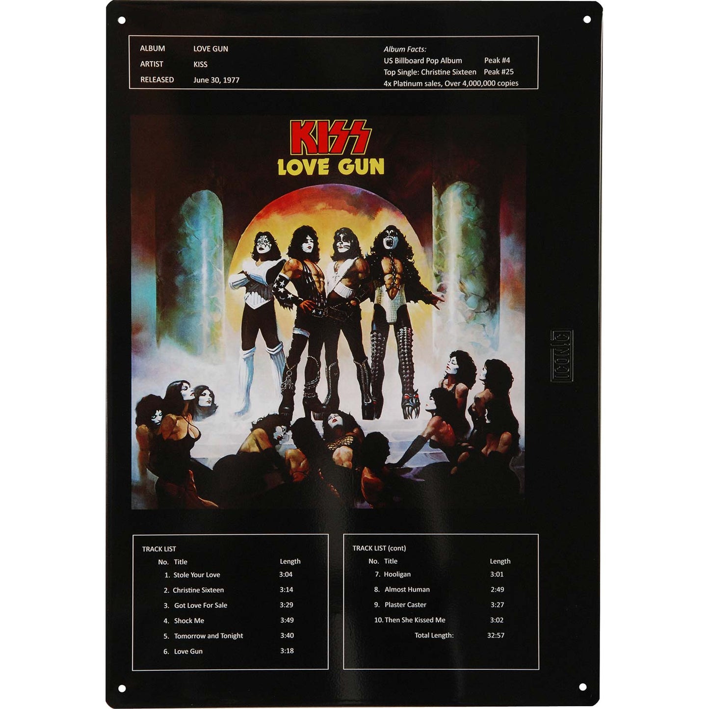 KISS Love Gun Tin Concert Sign