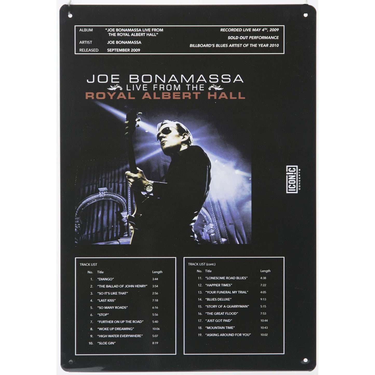 Joe Bonamassa Royal Albert Hall Tin Concert Sign
