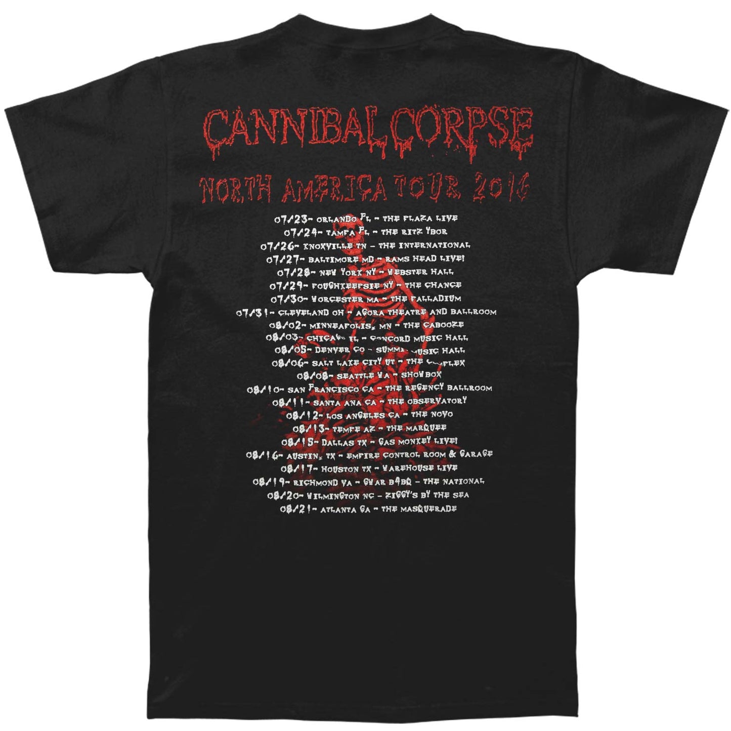 Cannibal Corpse Skeletal Summer Tour 2016 T-shirt