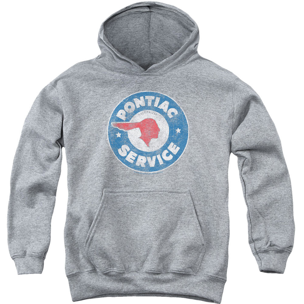 Vintage Pontiac Service Youth 50% Poly Hooded Sweatshirt