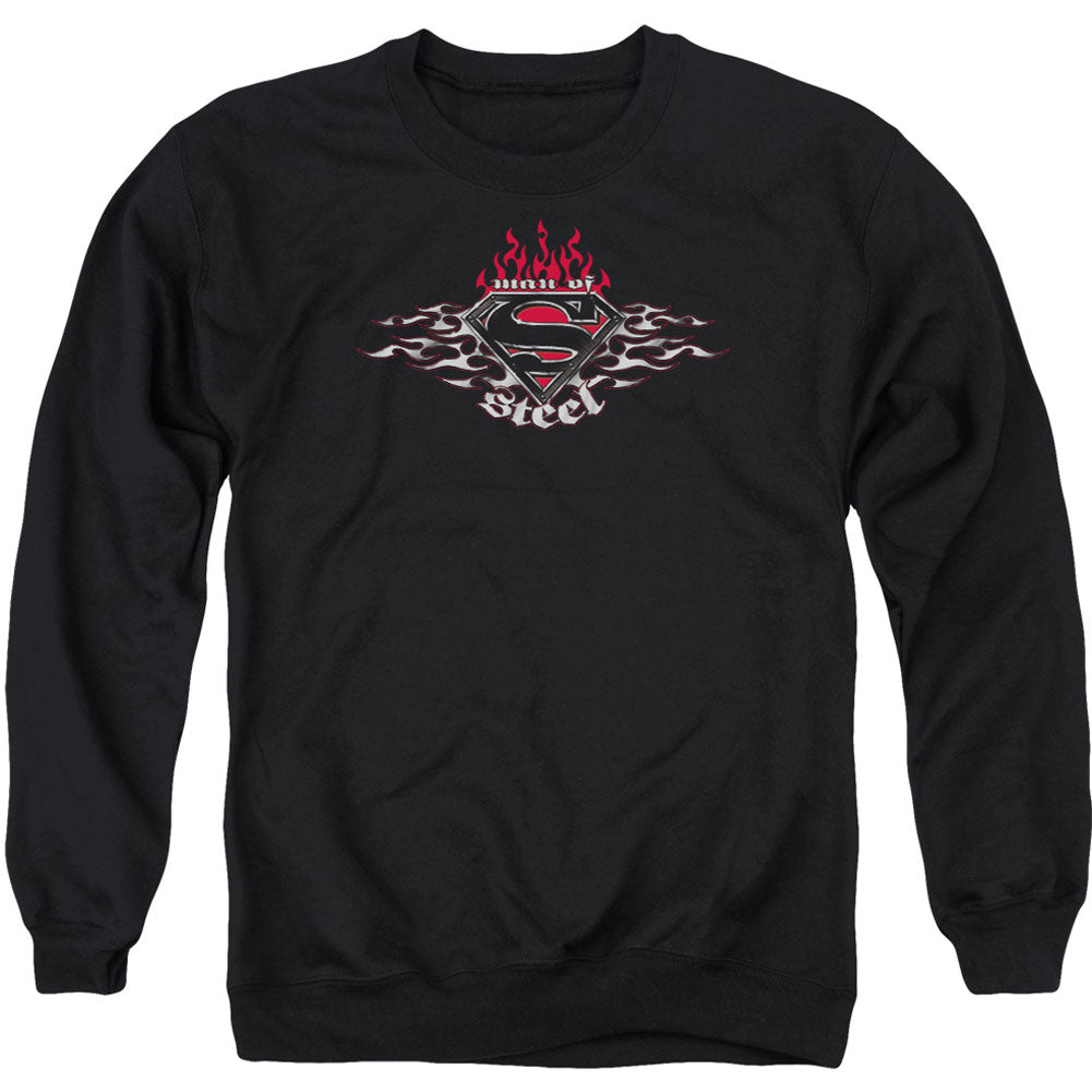 Superman Steel Flames Shield Adult Sweatshirt