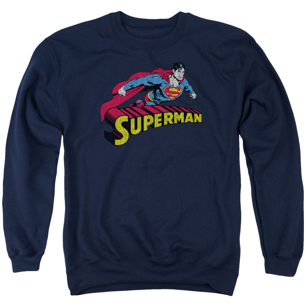 Superman Flying Over Adult Sweatshirt