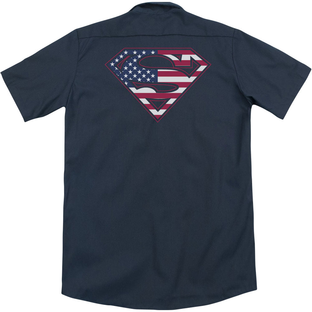 Superman U S Shield (Back Print) Workshirt