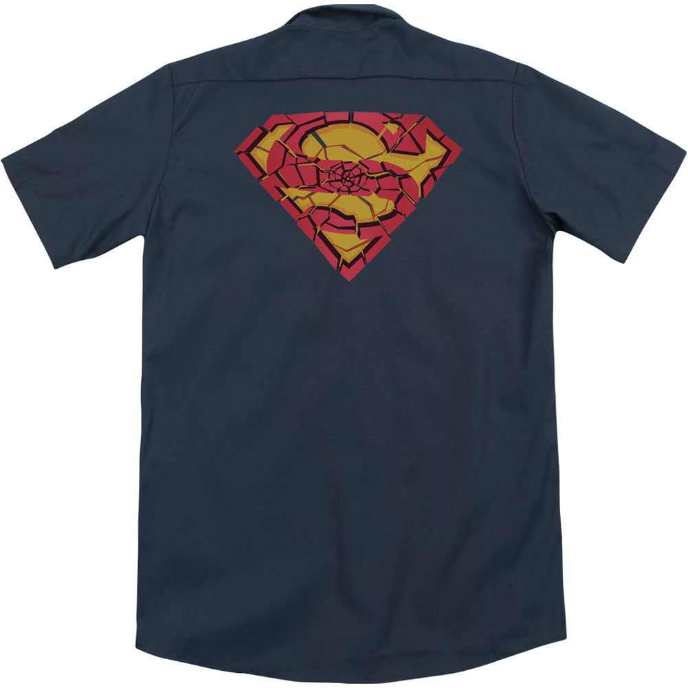 Superman Shattered Shield (Back Print) Workshirt