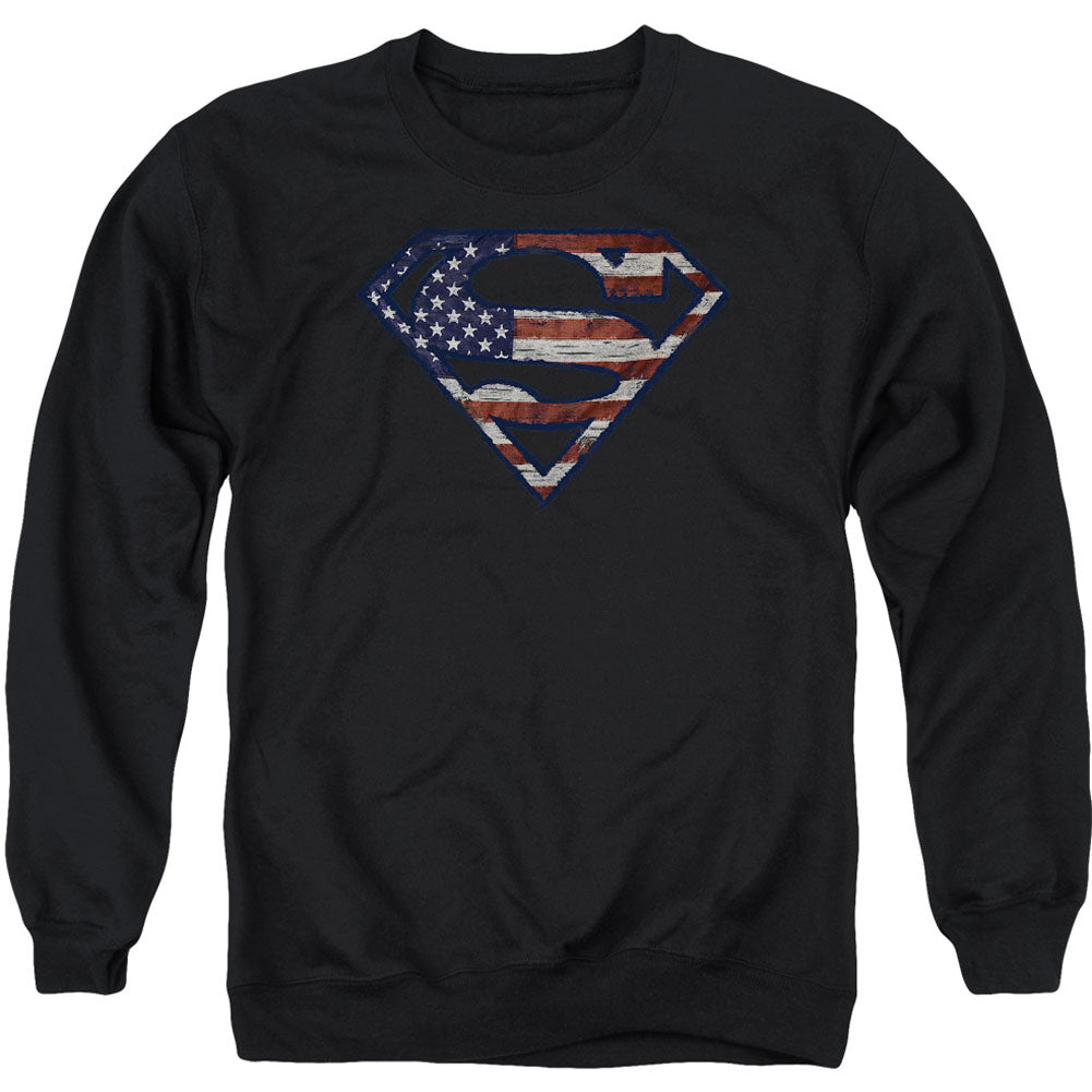 Superman Wartorn Flag Adult Sweatshirt