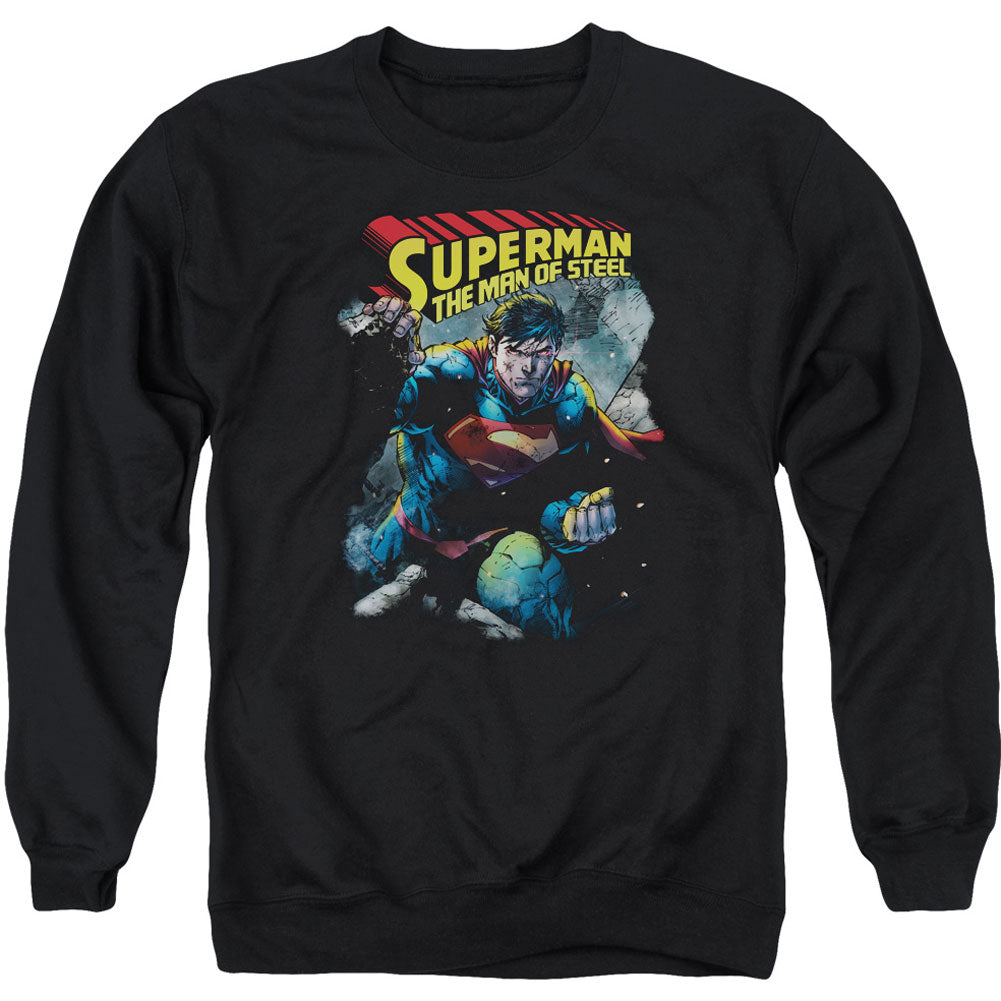Superman Through The Rubble Adult Sweatshirt