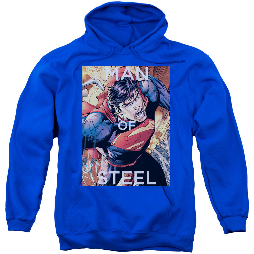 Superman Flight Of Steel Adult 25% Poly Hooded Sweatshirt