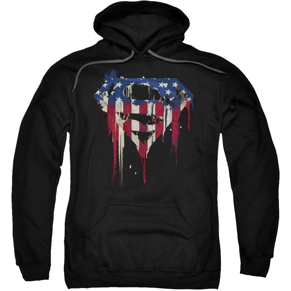 Superman Bleeding Shield Adult 25% Poly Hooded Sweatshirt