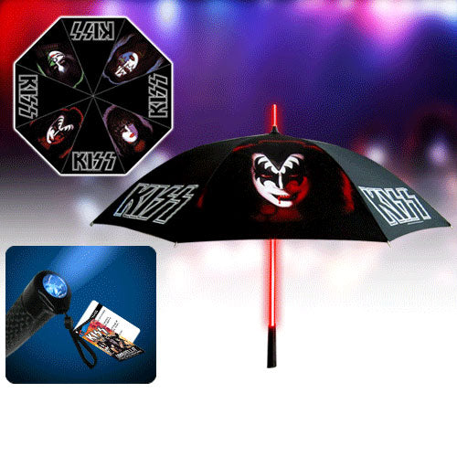 KISS Retro with Light-Up Tube and Flashlight Handle Umbrella