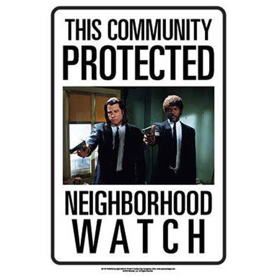 Pulp Fiction Protected By Pulp Fiction Tin Concert Sign