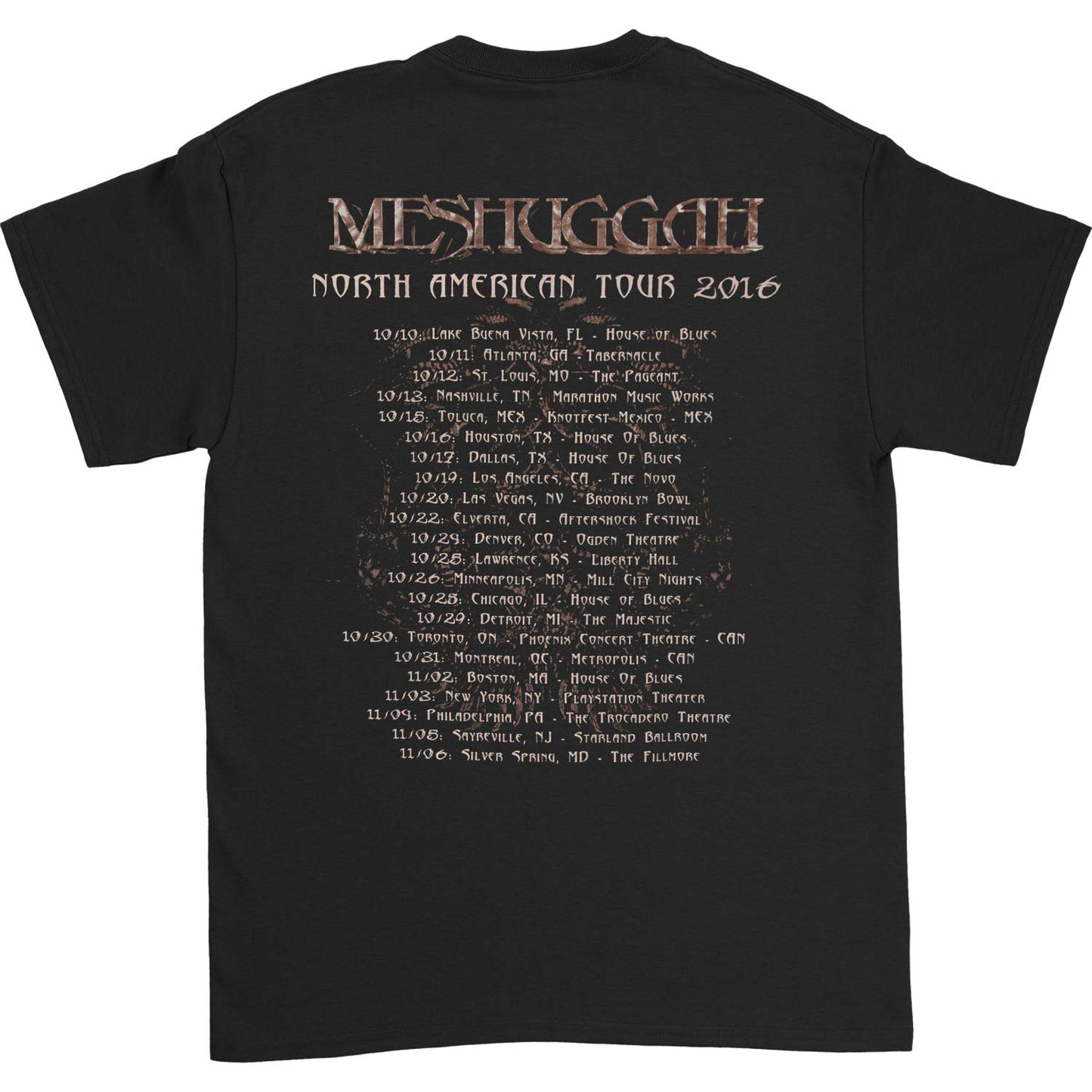 Meshuggah The Violent Sleep 2016 Tour T-shirt