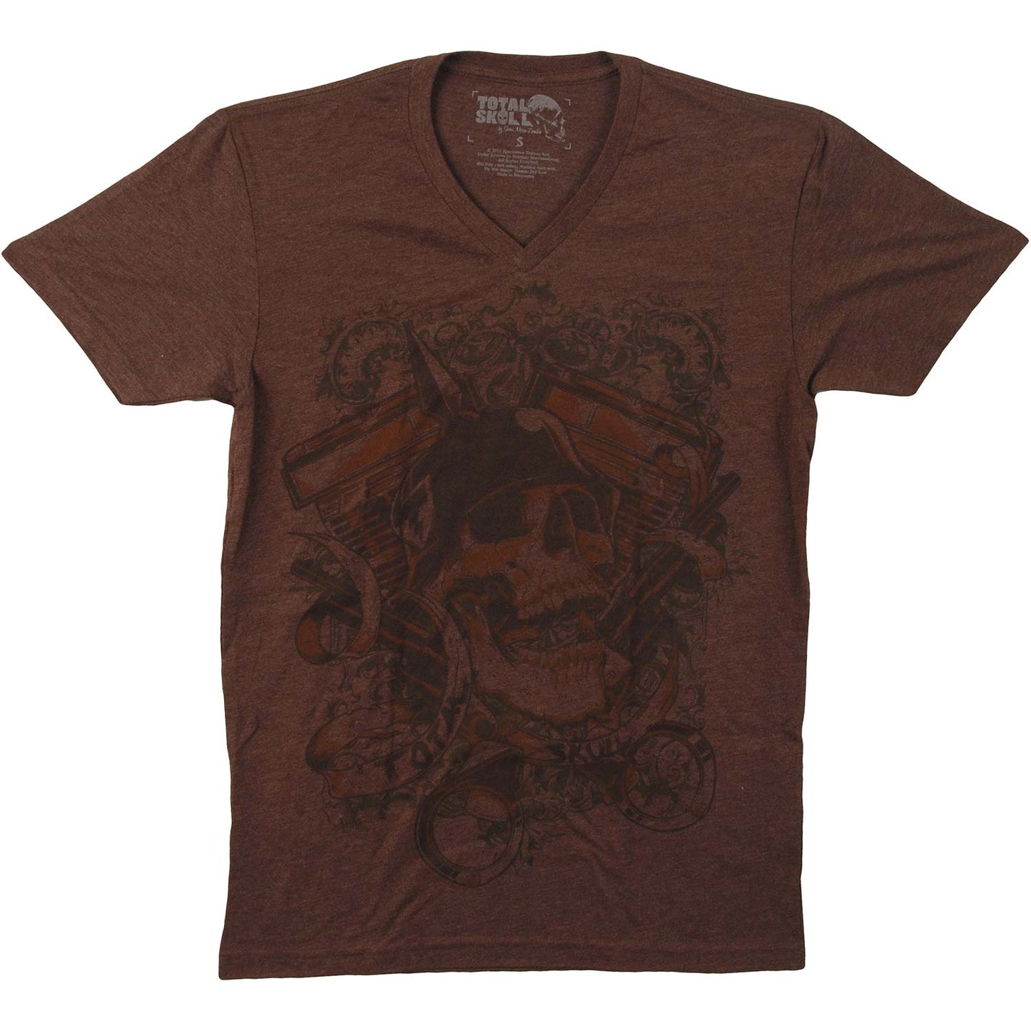 Skull W/ Guns V Neck Total Skull by Sheri Moon Zombie Slim Fit T-shirt