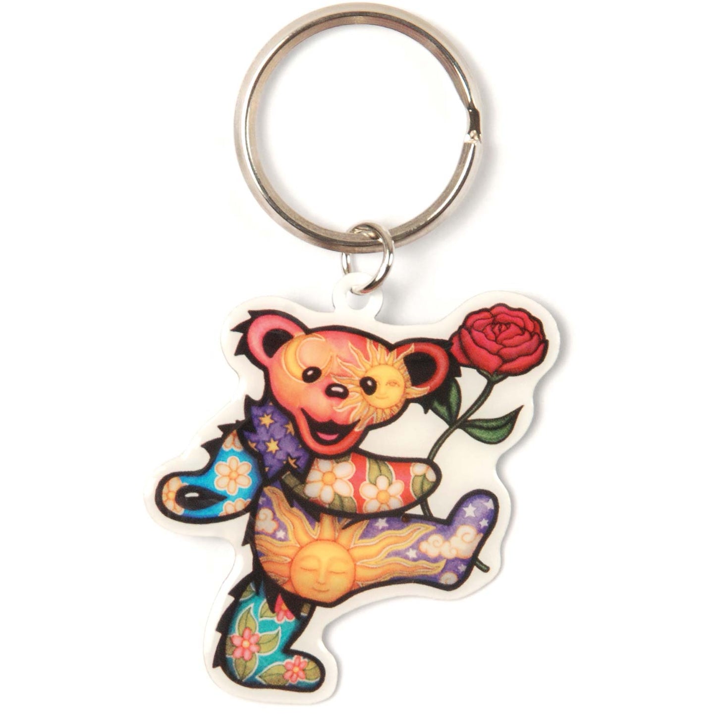Grateful Dead Rose Bear Metal Key Chain