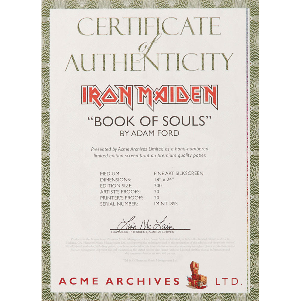 Book Of Souls by Adam Ford Limited Screenprint