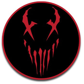 Red X-Face Logo Round Embroidered Patch