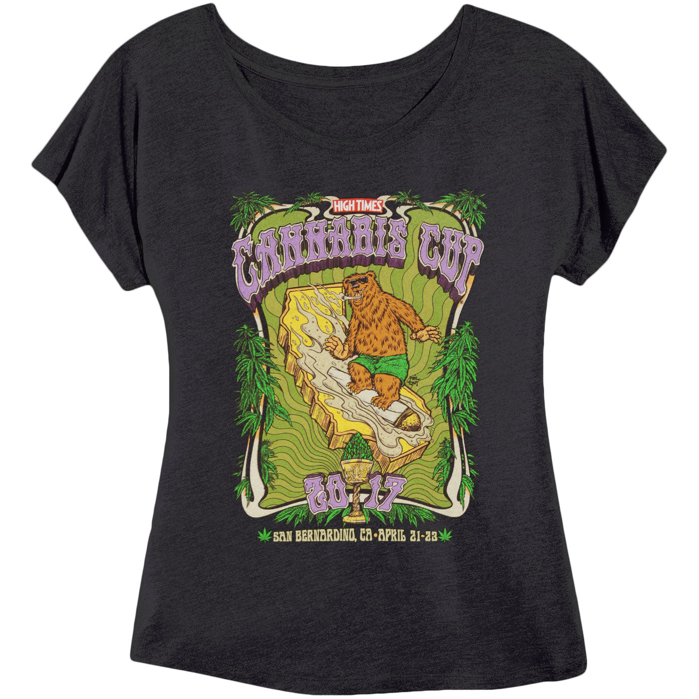 Cannabis Cup Bear Purple Logo Baby Doll Junior Top