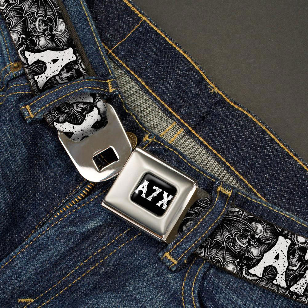 Stacked Deathbat Seatbelt Buckle Belt