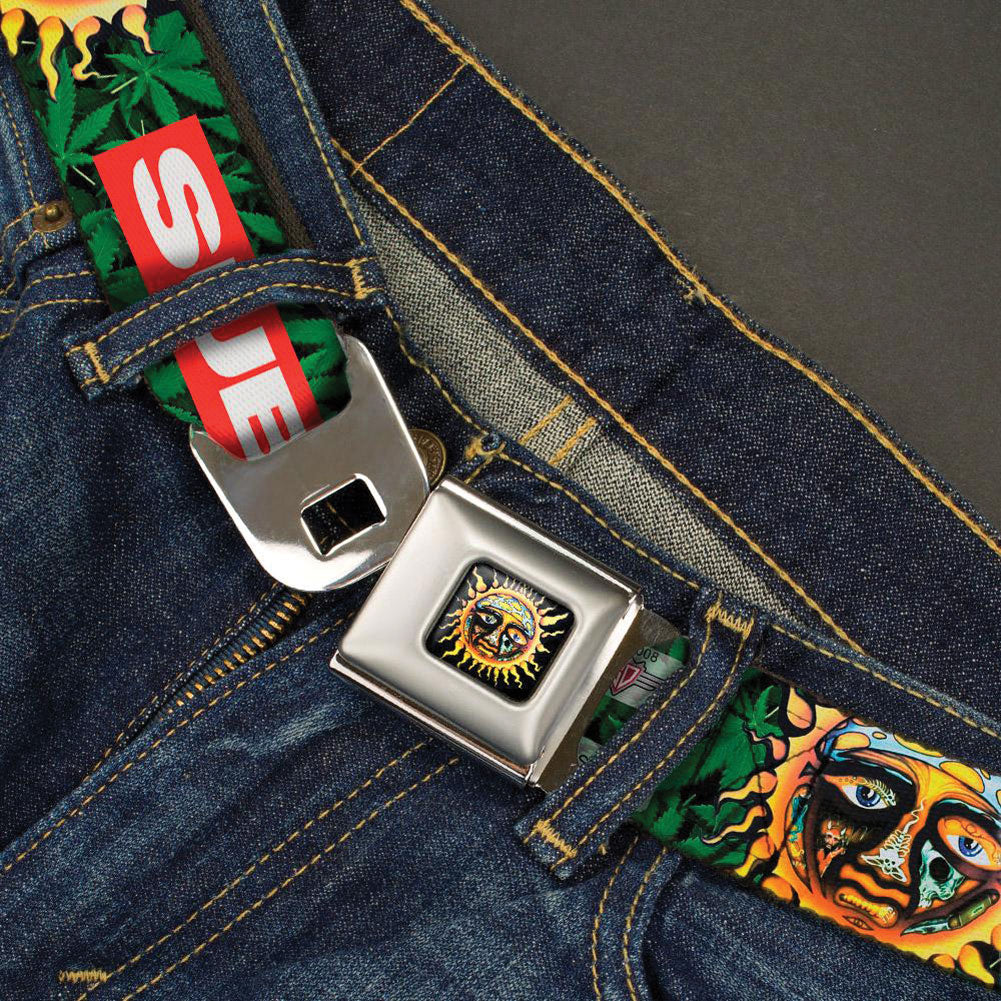 Sublime Sun Marijuana Leaves Seatbelt Buckle Belt