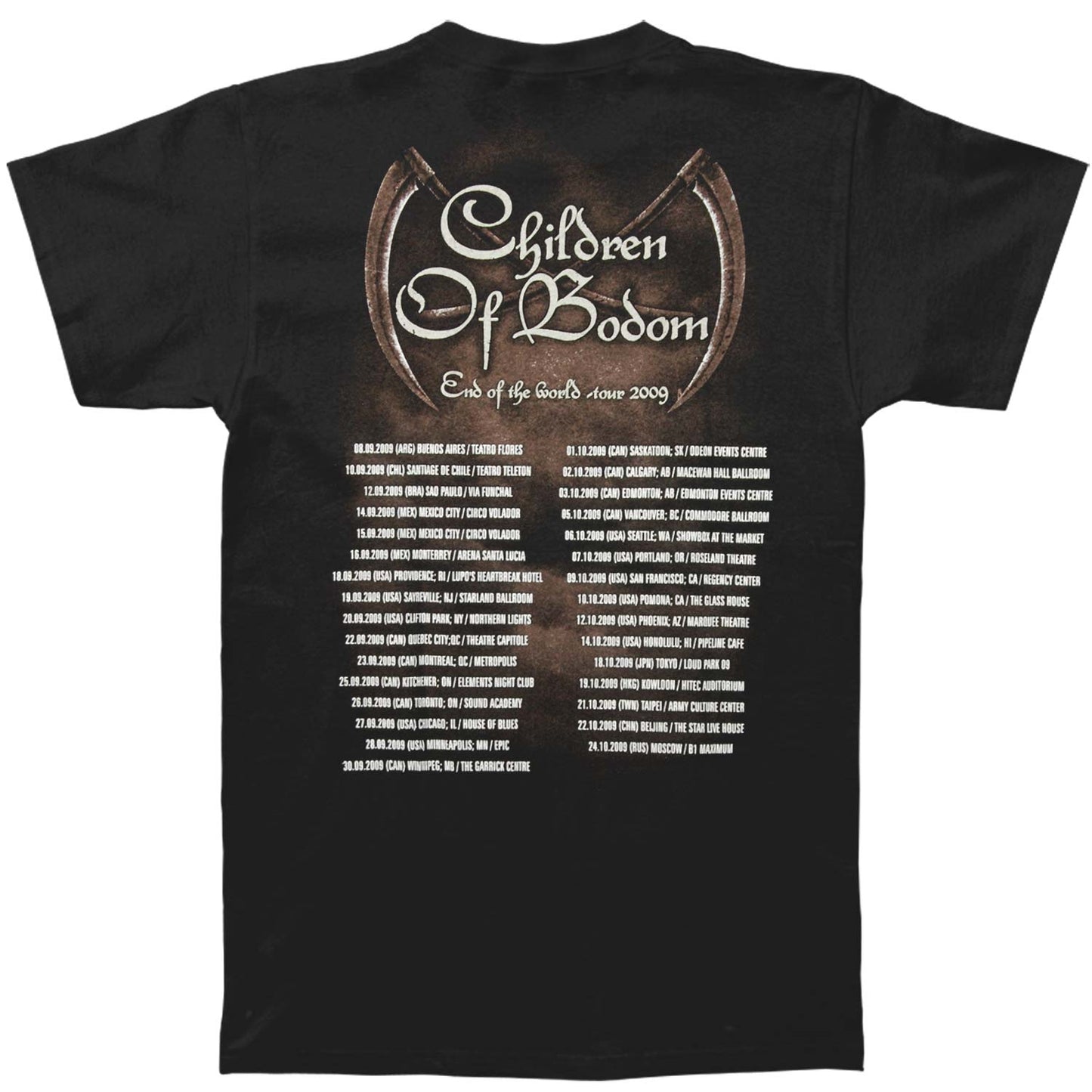 Children Of Bodom Earth 2009 Tour T-shirt