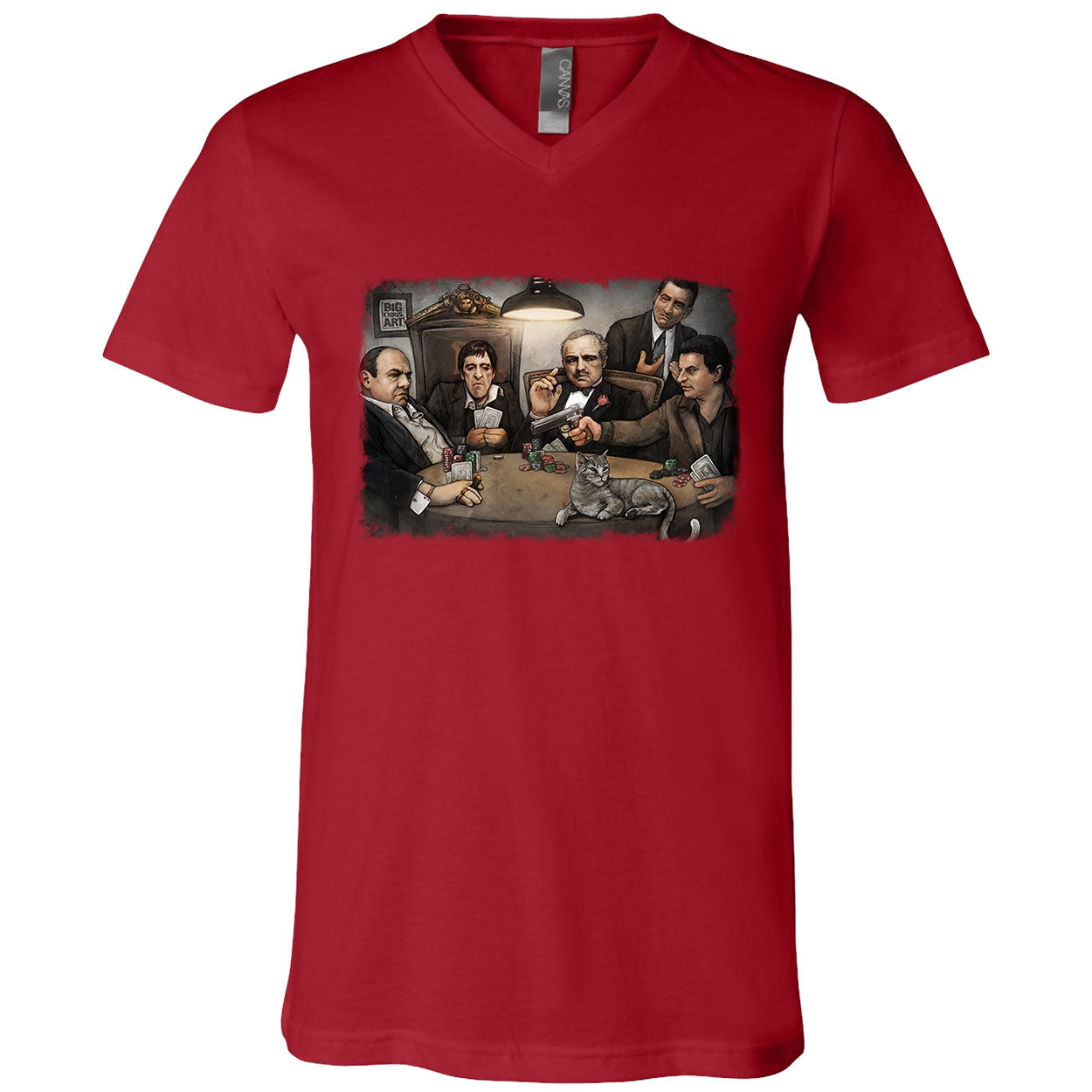 Big Chris Art Gangsters Playing Poker V-Neck T-shirt