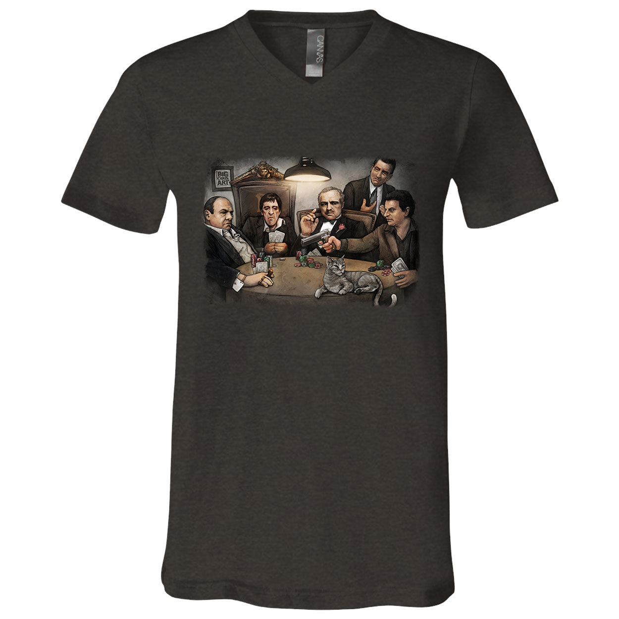 Big Chris Art Gangsters Playing Poker V-Neck T-shirt