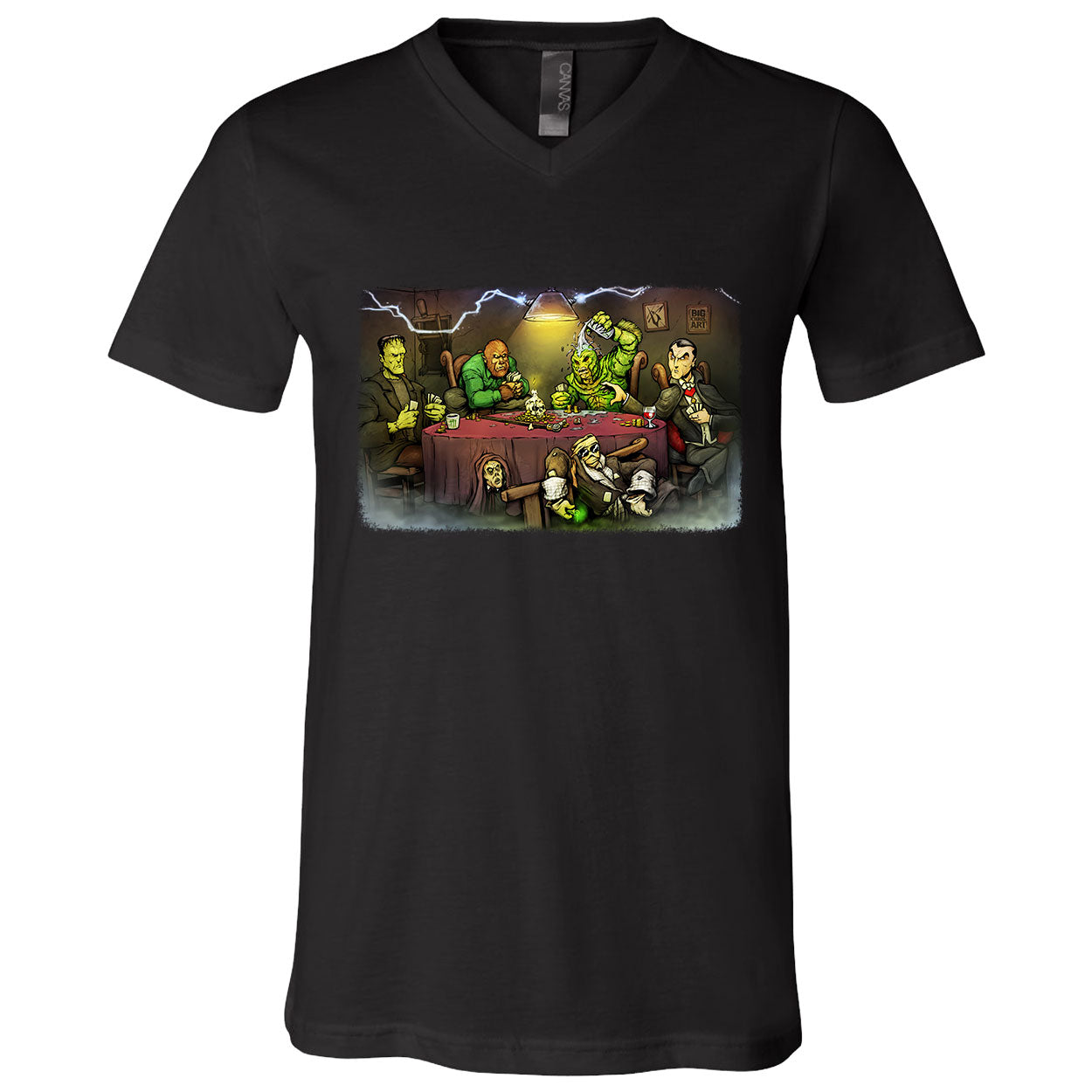 Big Chris Art Monsters Playing Poker V-Neck T-shirt