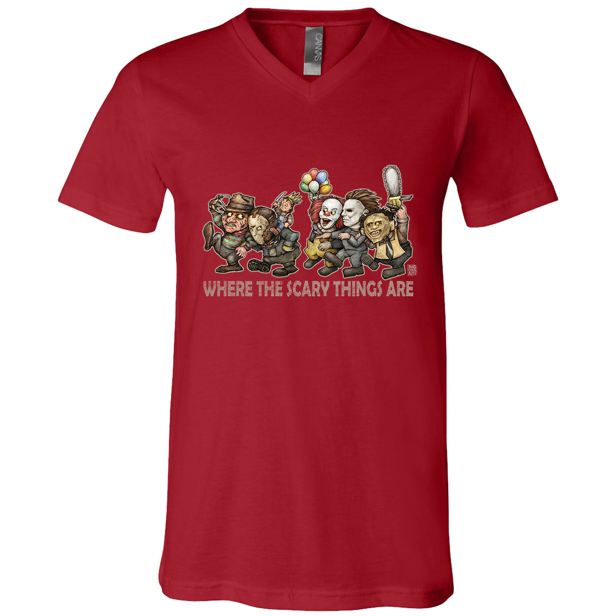 Big Chris Art Where the Scary Things Are V-Neck T-shirt