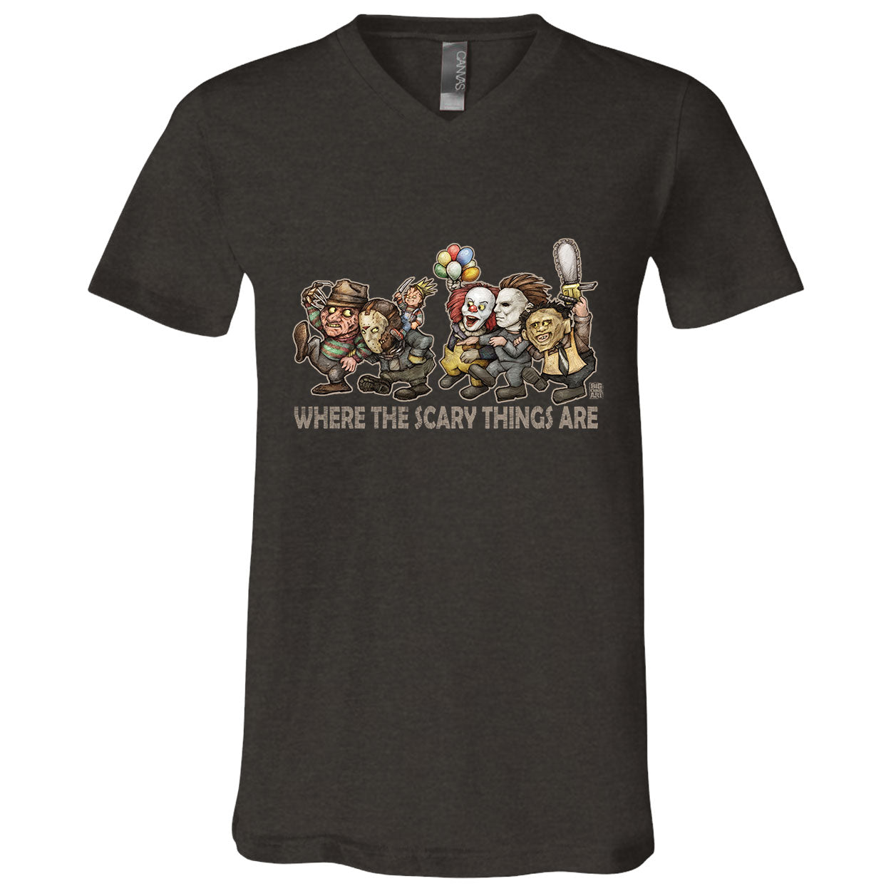 Big Chris Art Where the Scary Things Are V-Neck T-shirt
