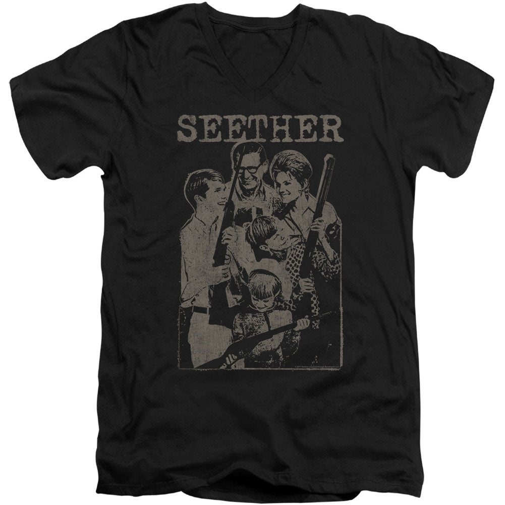 Seether Happy Family Adult V-Neck Slim Fit T-shirt