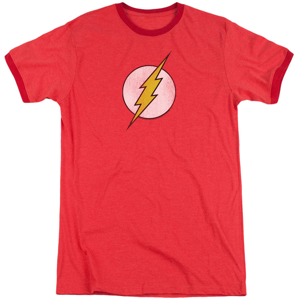 DC Comics Flash Logo Distressed Adult Ringer T-shirt