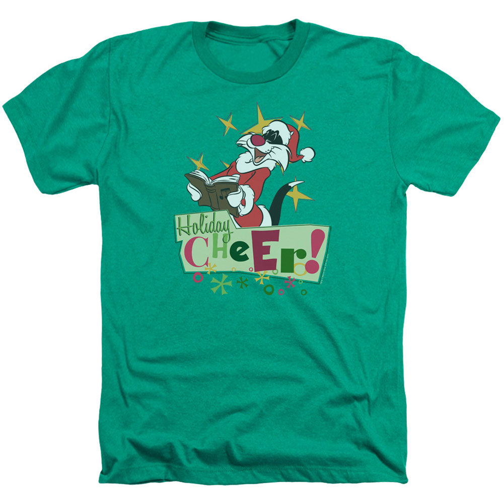 Looney Tunes Cheer Sylvester Adult Heather 40% Poly T-shirt
