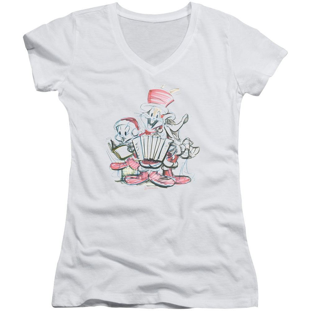 Looney Tunes Holiday Sketch V-Neck Junior Top