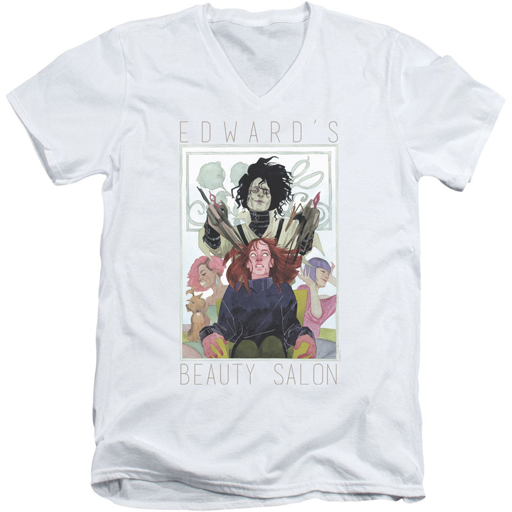 Edward Scissorhands Salon Adult V-Neck Slim Fit T-shirt