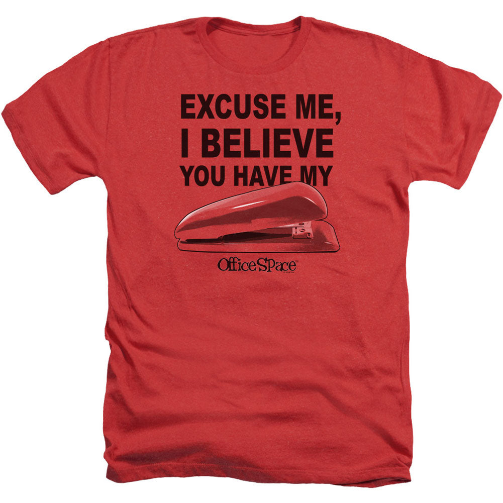 Office Space Stapler Adult Heather 40% Poly T-shirt