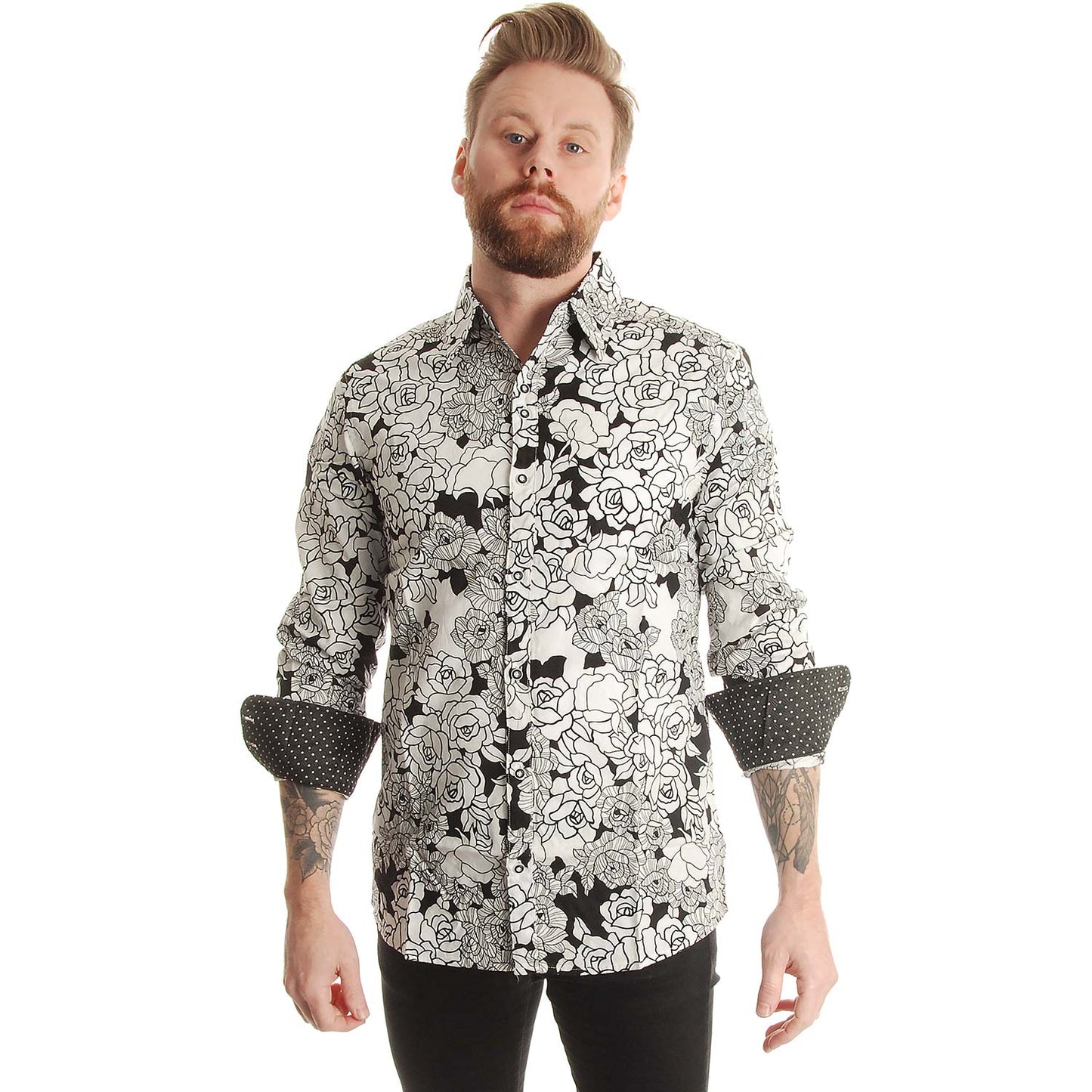 Rock Roll n Soul Message To Universe Wht LS Button Up Shirt Dress Shirt