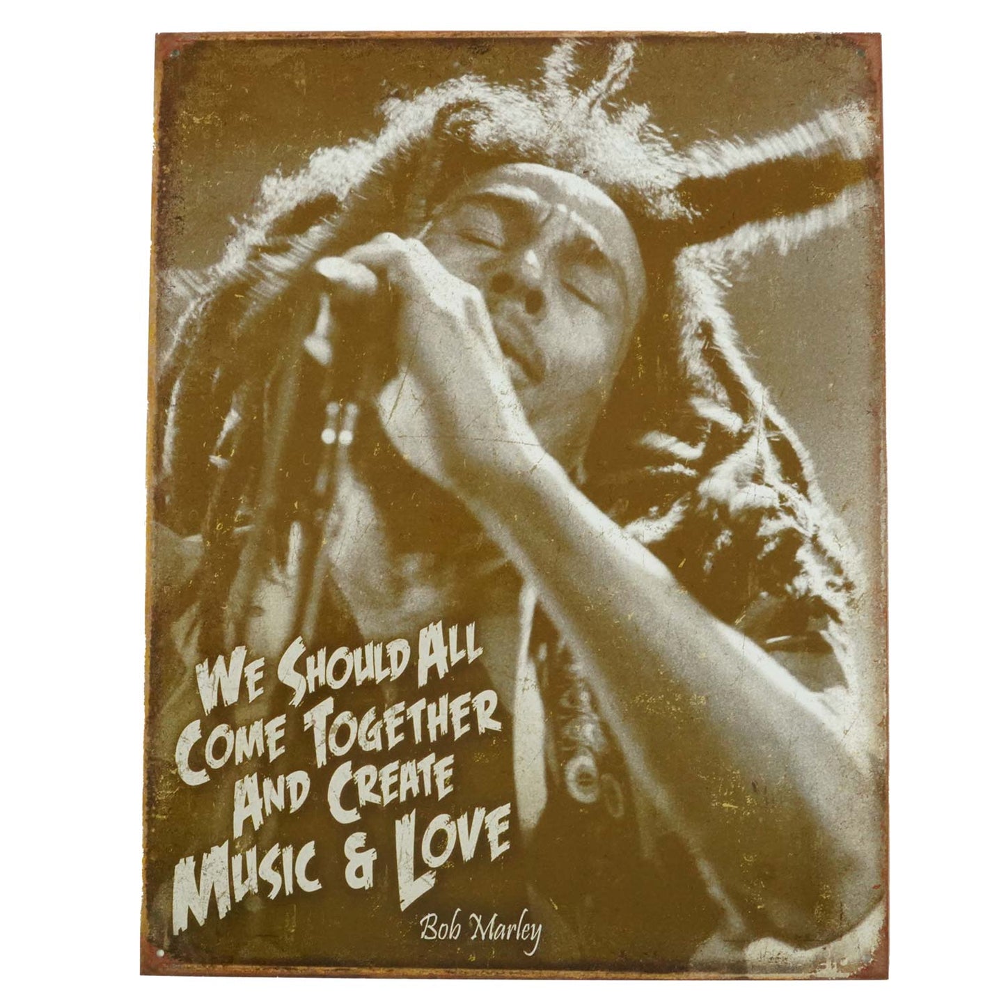 Bob Marley Bob Marley Music & Love 16" x 12 1/2" Tin Sign Tin Concert Sign