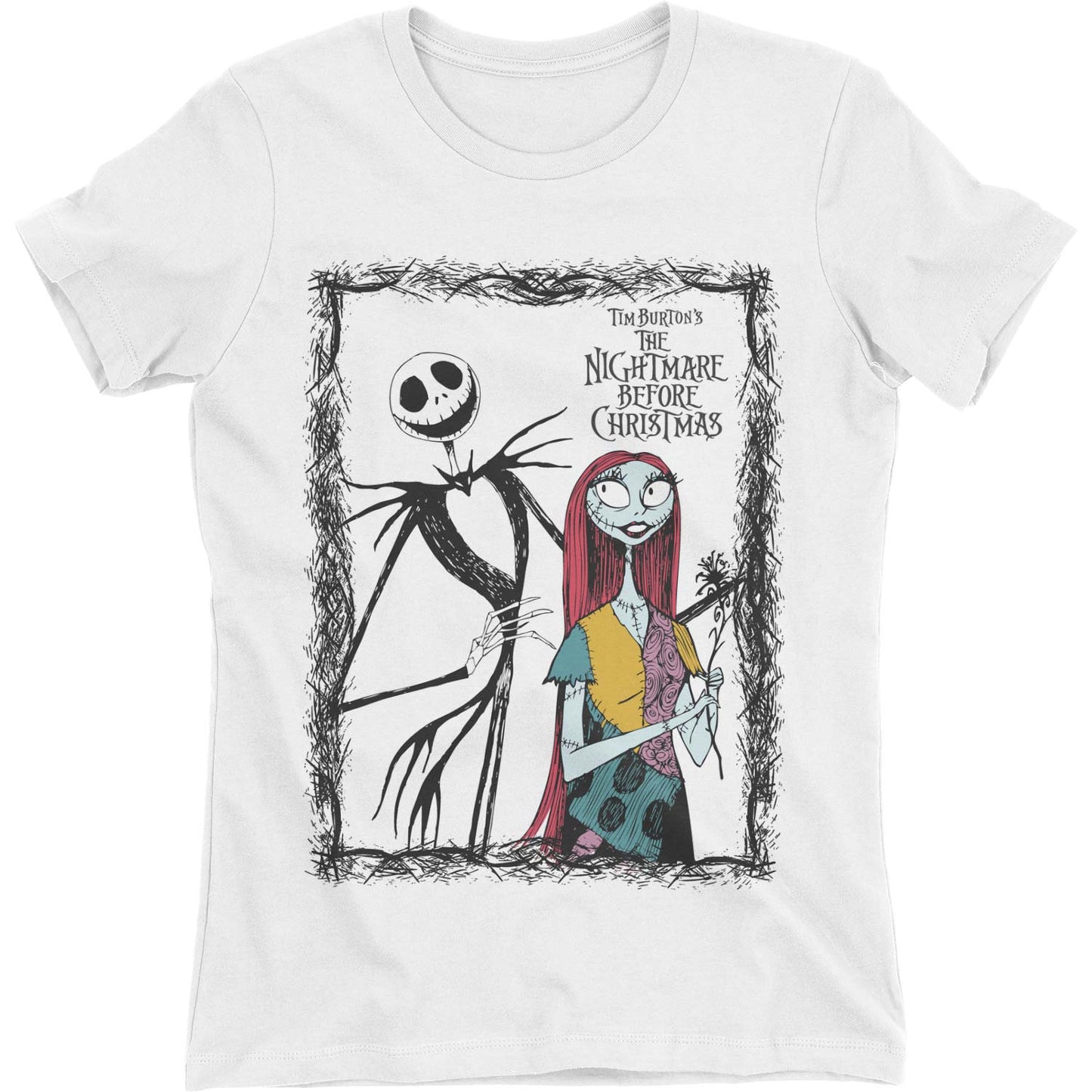 Nightmare Before Christmas Jack & Sally Jrs New Crew Junior Top